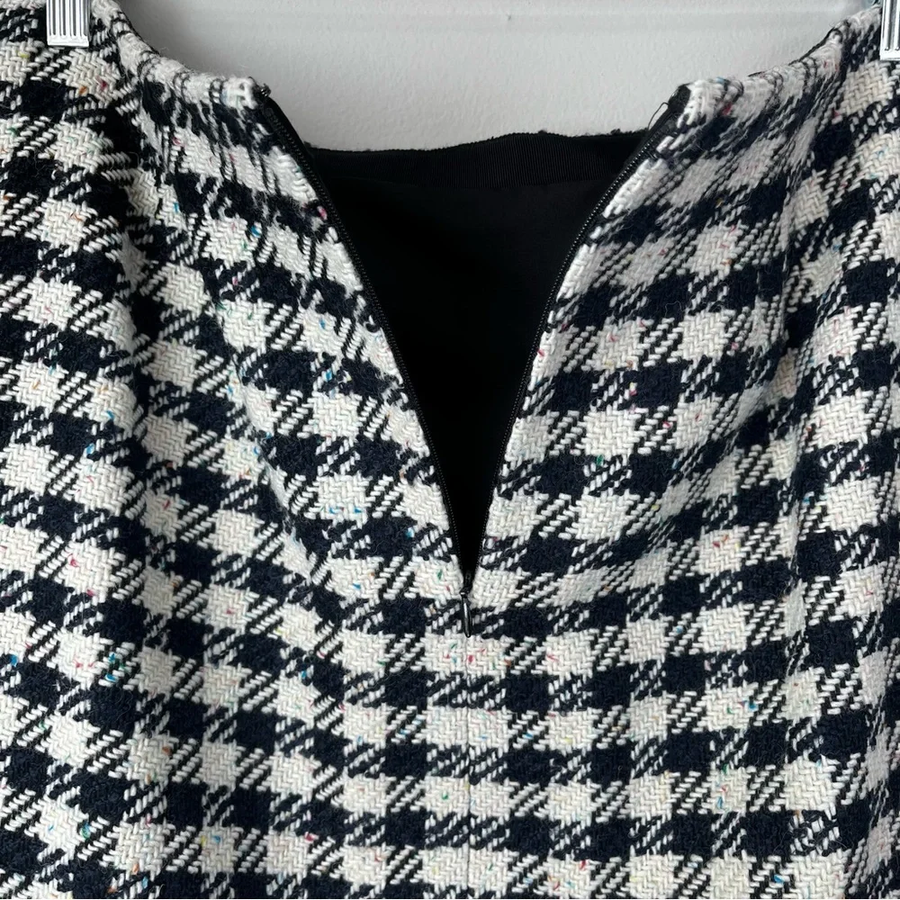 NWT Talbots Women's 12 Multicolor Houndstooth Tweed Mini Skirt Gold Buttons
